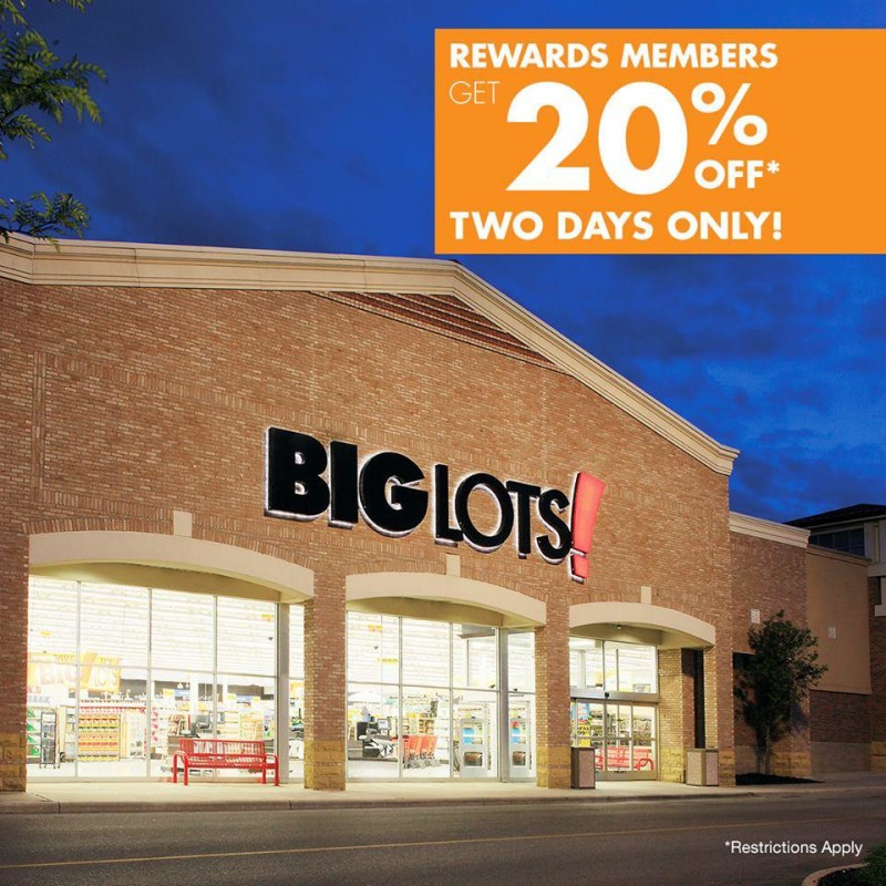 Big Lots 20 off Purchase 1/24 & 1/25 Only! SHIP SAVES