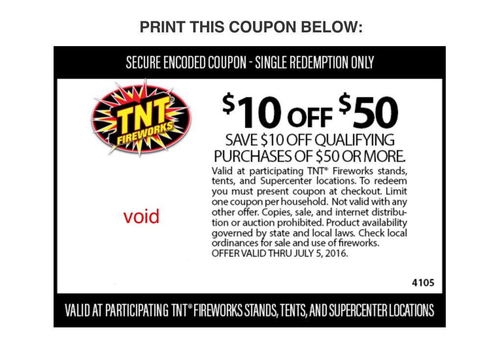 TNT Fireworks Coupon 10 off 50 Purchase! SHIP SAVES
