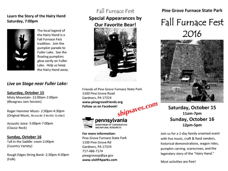 Fall Furnace Fest Pine Grove Furnace State Park SHIP SAVES