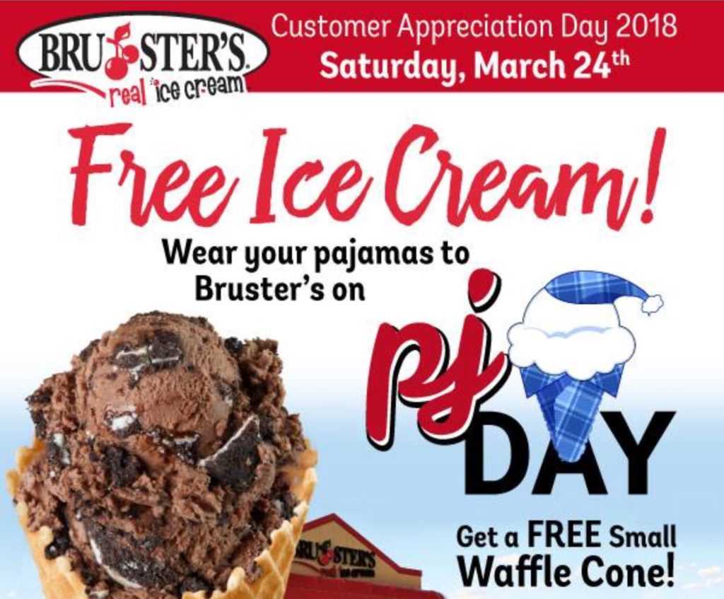Bruster’s Pajama Day Free Ice Cream SHIP SAVES