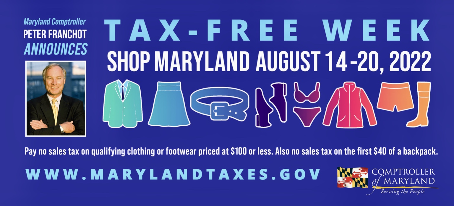 Shop Maryland TaxFree Week is August 14 20 SHIP SAVES